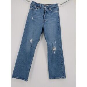 Levis Ribcage Straight Ankle Jeans Womens 27 Blue High Rise Stretch Denim Big E